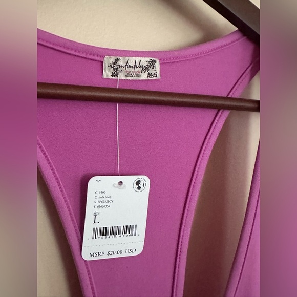 NWT FREE PEOPLE Intimately Racerback Tank Pink Large - Picture 4 of 7